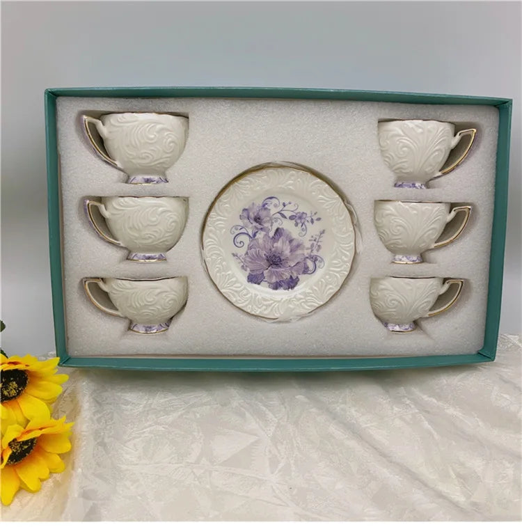 Exquisite Afternoon Tea Coffee Cup & Saucer Sets w/Gold Trim