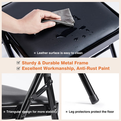 Close-up view of the padded seating of Heavy Duty PU Leather Padded Folding Chairs, perfect for event seating.