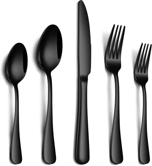 20-Piece Black Silverware/Flatware Set for 4