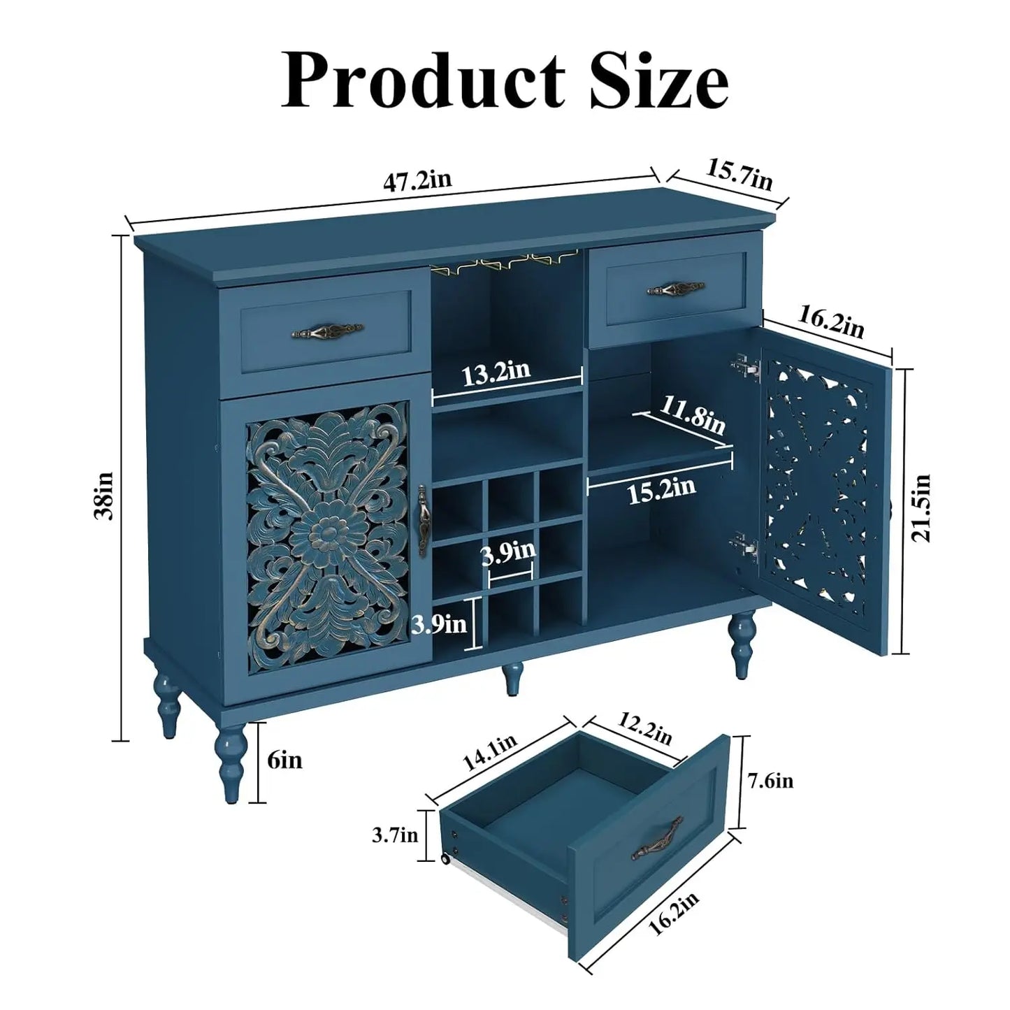 Elegant & Versatile 47.2" Customized Vintage Wine Bar Cabinet  