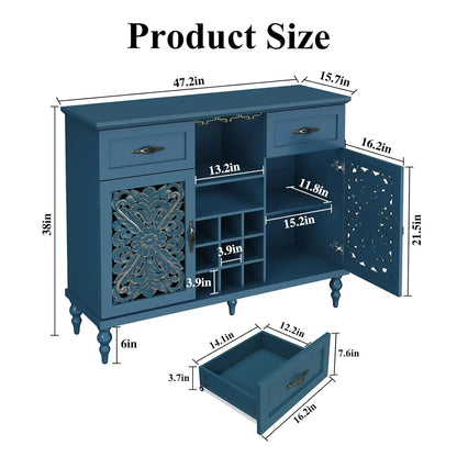 Elegant & Versatile 47.2" Customized Vintage Wine Bar Cabinet  