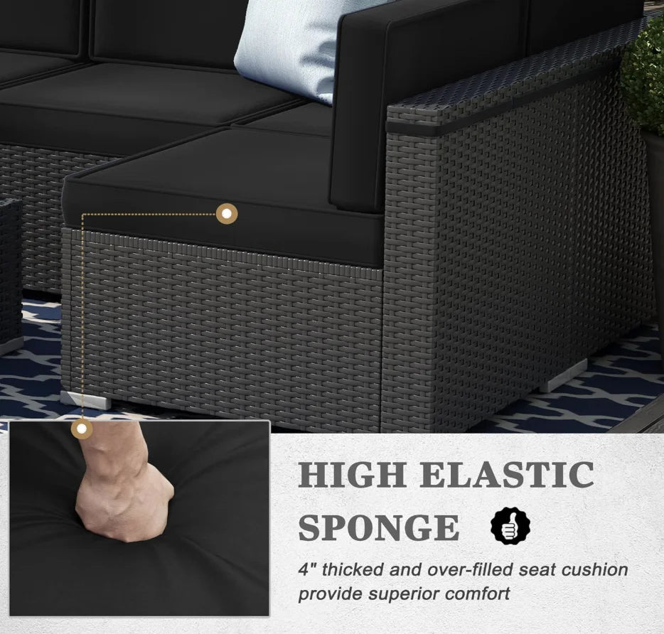 8-Piece Patio Furniture Set w/44" Propane Gas Fire Pit Table