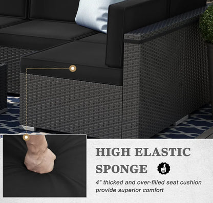 8-Piece Patio Furniture Set w/44" Propane Gas Fire Pit Table