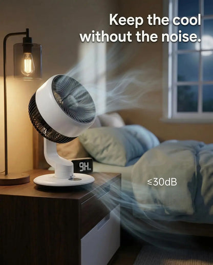 GAITIR Rechargeable Desk Fan - 7800mAh Battery with Smart Touch Display - Black, White, USB Type-C rechargeable desk fan