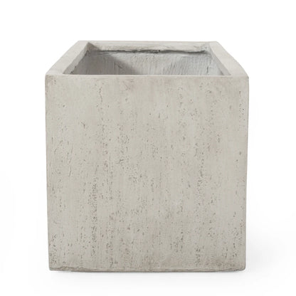 Large Rectangular Stonelike White Outdoor Planter