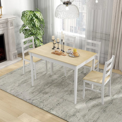 5-Piece Solid Wood Kitchen Table Set for 4