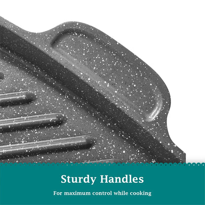 Versatile Cast Aluminum Nonistick Steak Pan12 Inch Square Non-Slip Handle Cast Aluminum Steak Pan Non-Stick Coating Rapid Heat Distribution Oven Safe Dishwasher Safe Easy