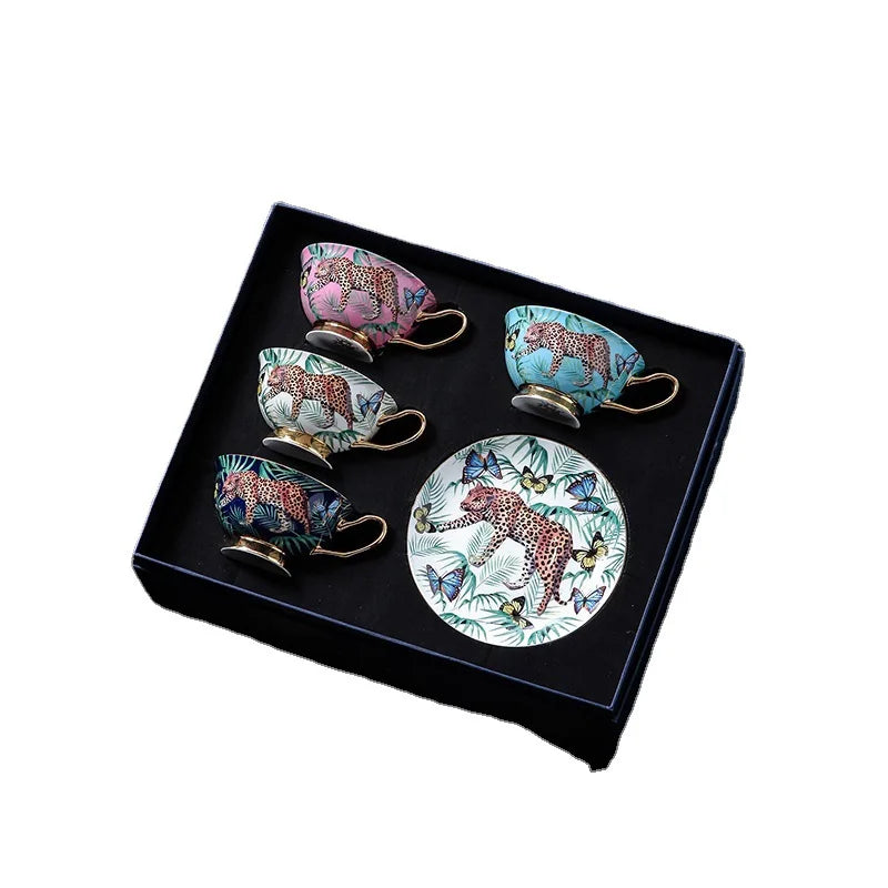 Charming variety of 15 styles from the Luxurious European Bone China Coffee & Tea Set, highlighting the exquisite patterns and colors in each piece.