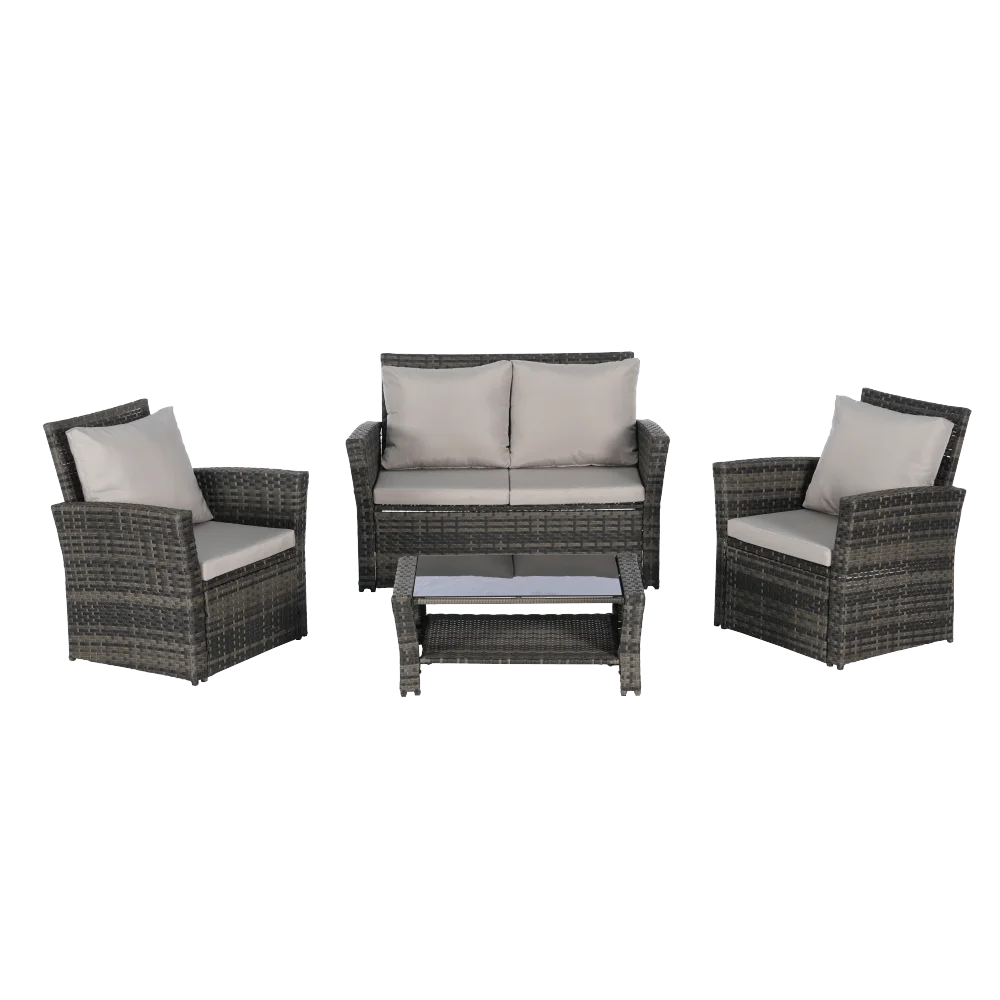 4-Piece Outdoor Modular Rattan Wicker Patio Set