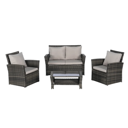 4-Piece Outdoor Modular Rattan Wicker Patio Set