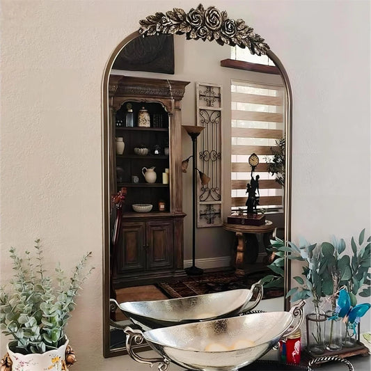 Vintage/Baroque Arched Brass Wall Mirror