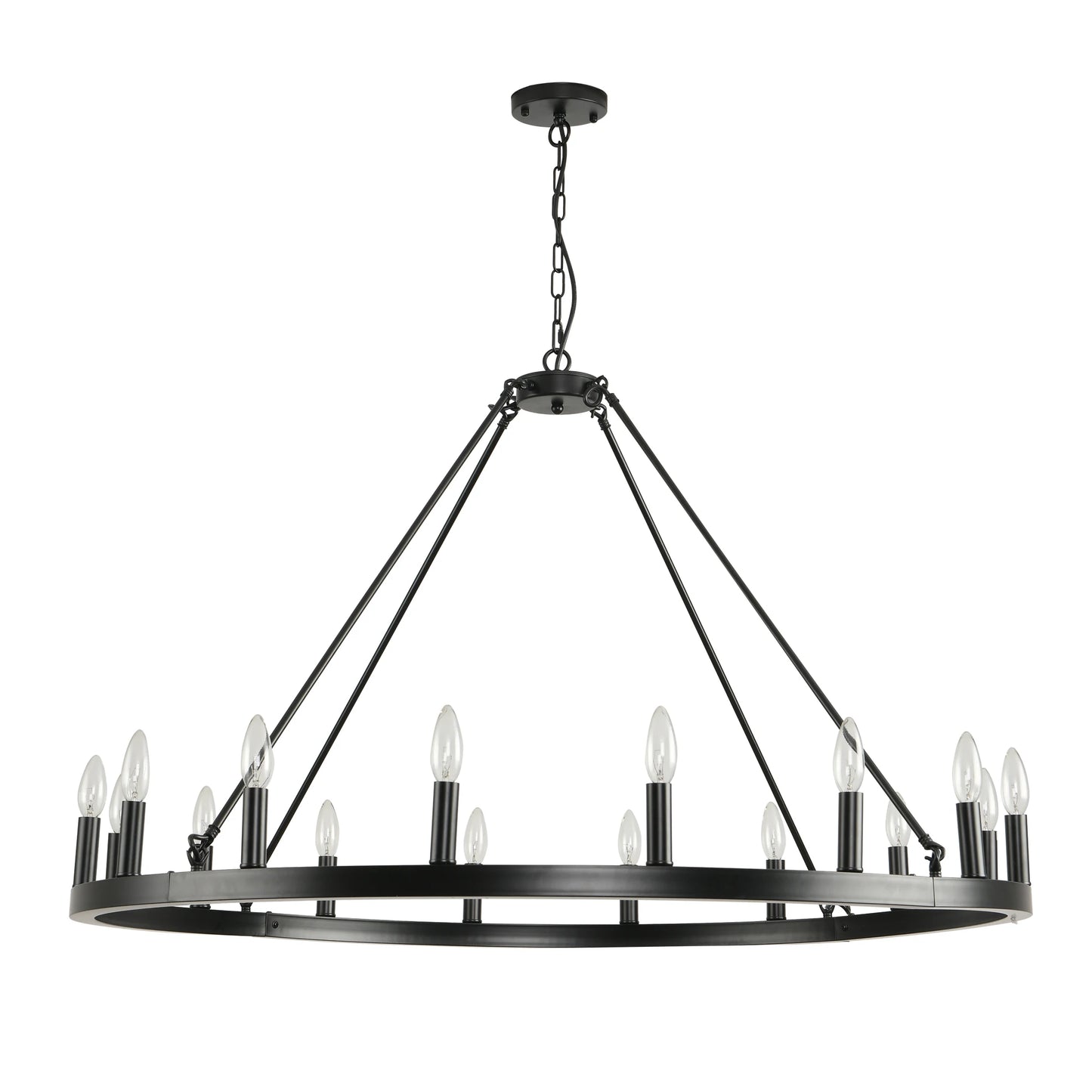 Rustic Farmhouse 16-Light Wagon Wheel Chandelier