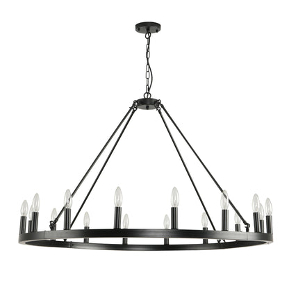 Rustic Farmhouse 16-Light Wagon Wheel Chandelier