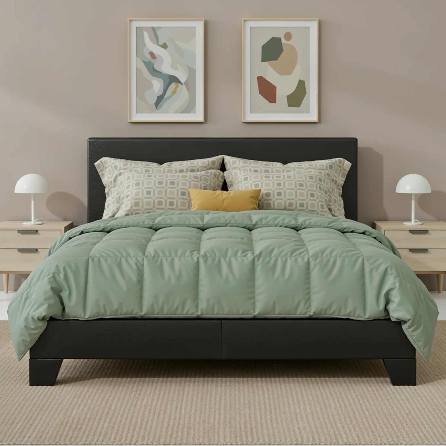 Adjustable headboard feature of the upholstered platform bed, perfect for various mattress heights.