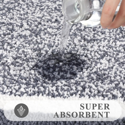 Versatile 3-Piece Ultra-Soft Gray Bath Mat Set with detailed non-slip backing, emphasizing safety and comfort in your bathroom, making it a must-have gray bath mat set.