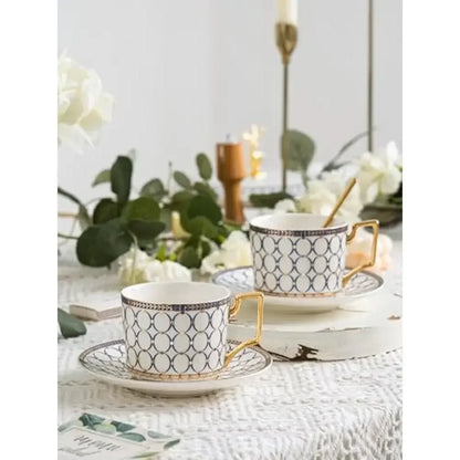 Fancy Porcelain Bone China Afternoon Tea Cup and Saucer Set for 4