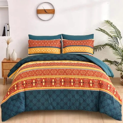 Colorful design details of the Boho King Comforter Set, featuring paisley-inspired patterns for a trendy look.