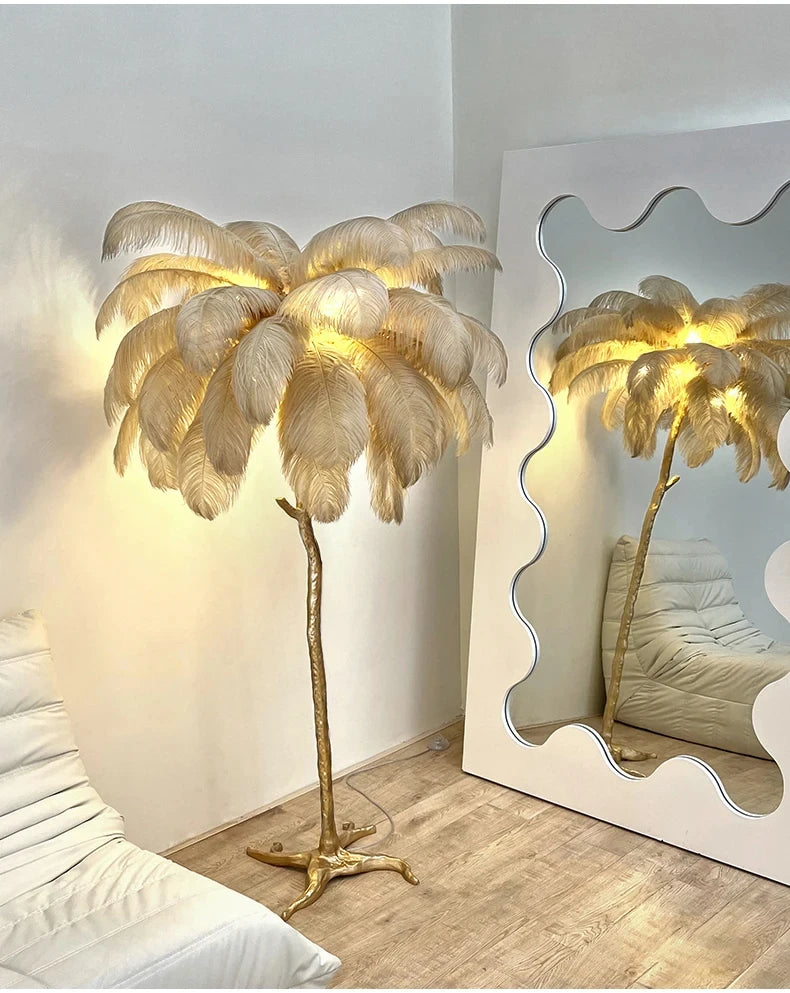 Modern Nordic Ostrich Feather Luxury Floor/Table LED Lamp 