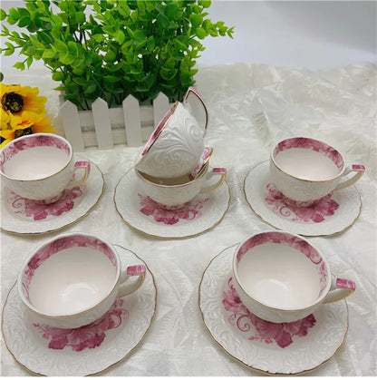 Exquisite Afternoon Tea Coffee Cup & Saucer Sets w/Gold Trim