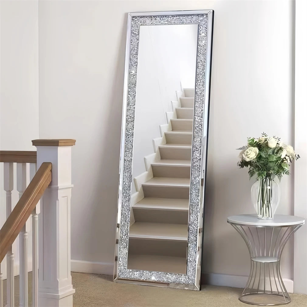 Decorative & Charming 47.2" Tall Full Length Crushed Glass Wall Mirror