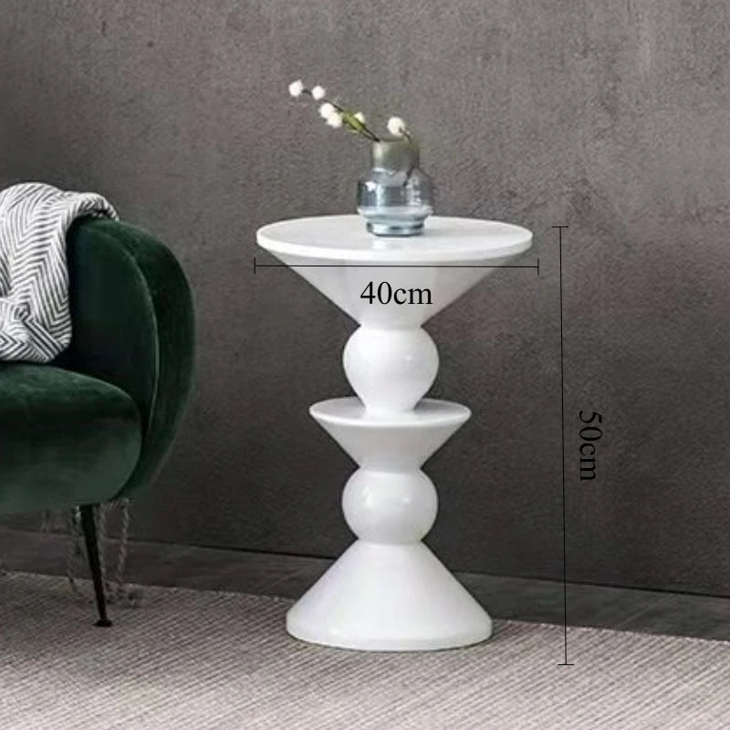 Modern Geometric FRP Black Round Side Table w/a High-gloss Finish