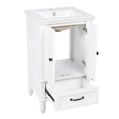 Modern & Independent 20" White Bathroom Vanity w/Semilune Ceramic Sink