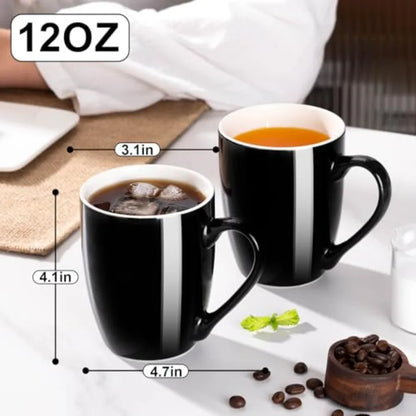 Large Ceramic Black Coffee Mugs(Set of 2)