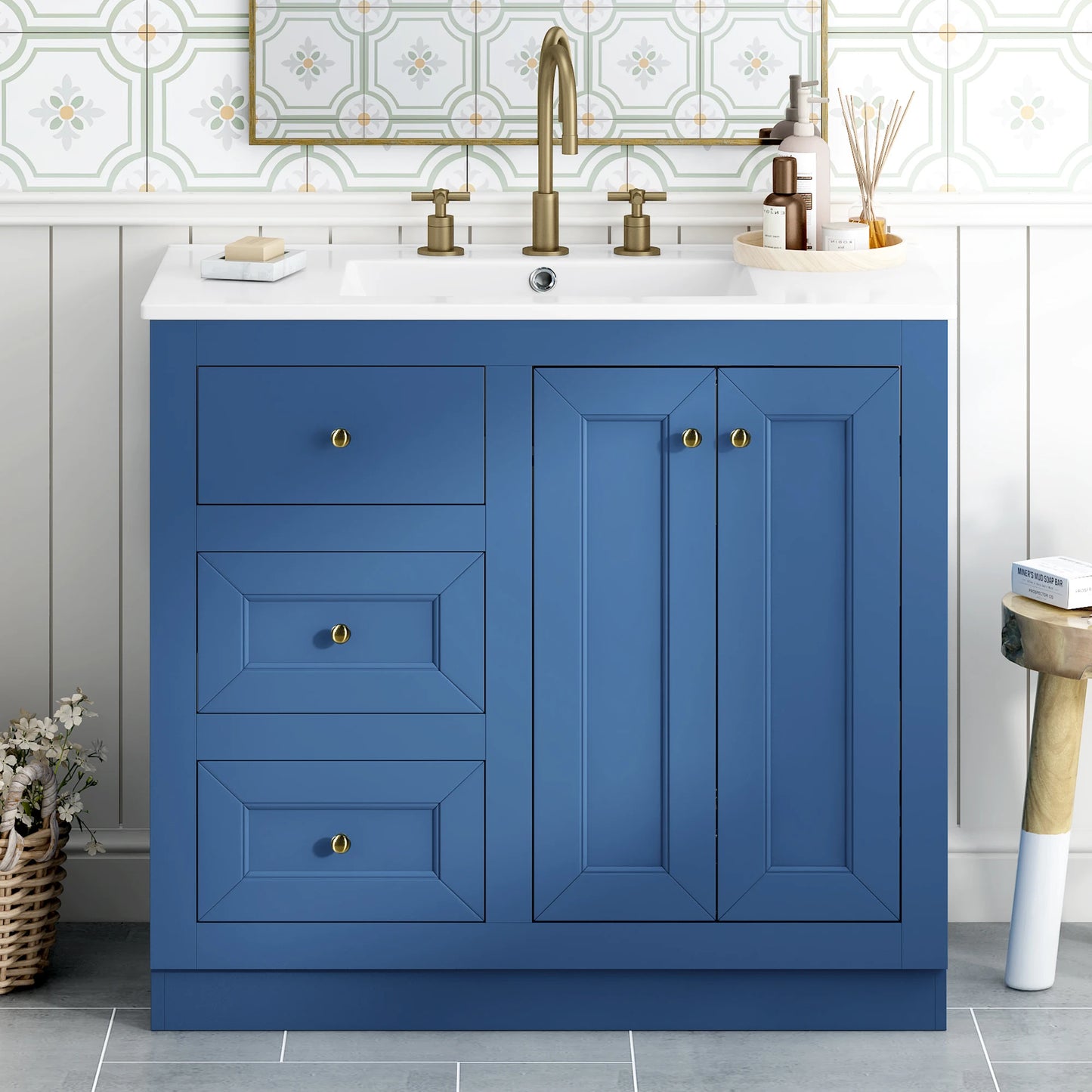 36" Bathroom Vanity with Ceramic Sink