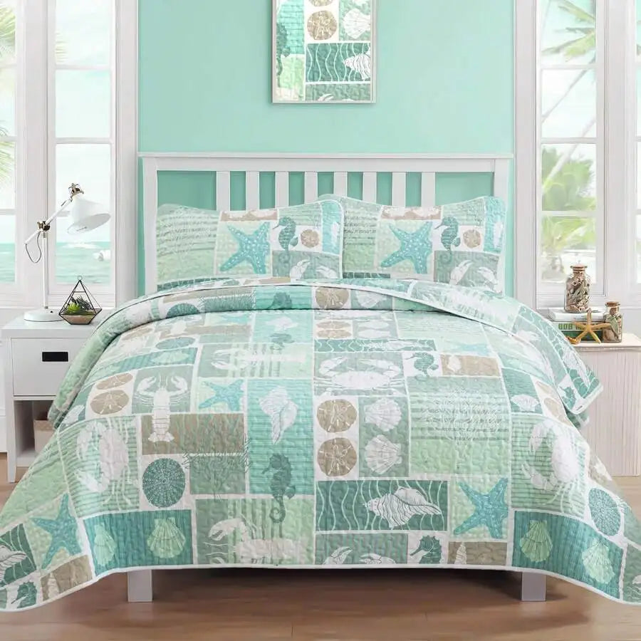3-Piece Queen Floral Quilt Set, Lightweight Reversible Farmhouse Coverlet with 2 Pillow Shams - elegant floral farmhouse bedding