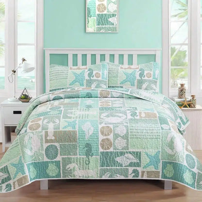 3-Piece Queen Floral Quilt Set, Lightweight Reversible Farmhouse Coverlet with 2 Pillow Shams - elegant floral farmhouse bedding