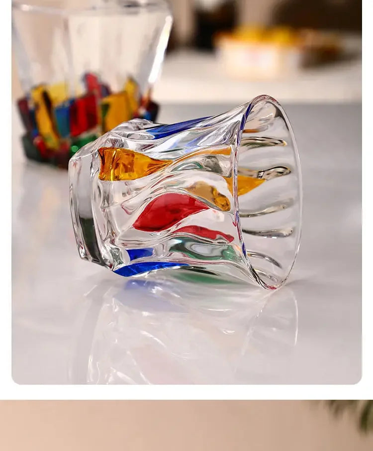 "The Rainbow Glossy" Handmade Lead-free Crystal Glass Whiskey Glass