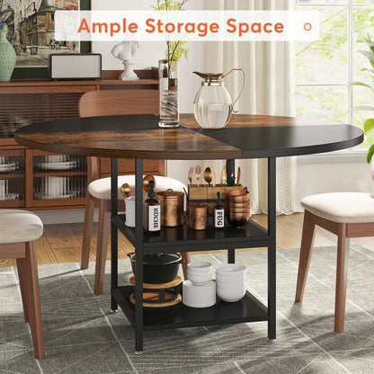 47" Round Solid Wood Dining Table for 4