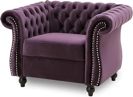 Luxurious Blackberry Velvet Chesterfield Chair