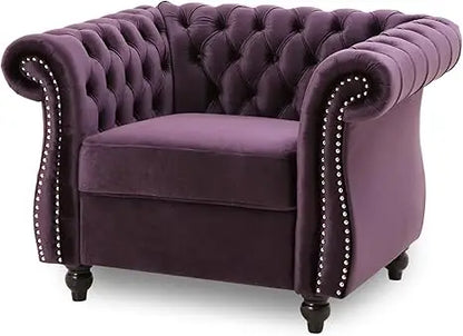 Luxurious Blackberry Velvet Chesterfield Chair