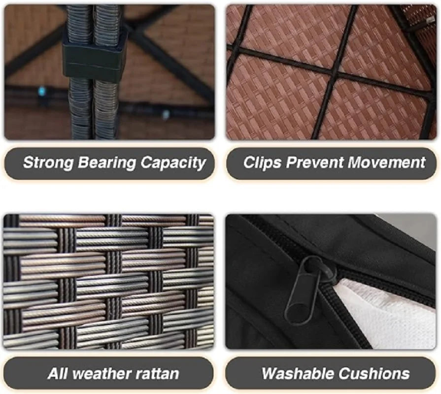 7-Piece All-Weather PE Rattan Patio Furniture Set w/Fire Pit Table