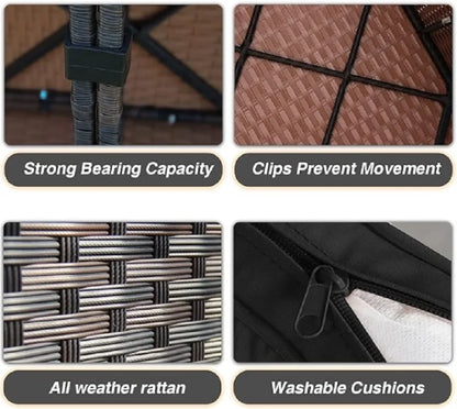 7-Piece All-Weather PE Rattan Patio Furniture Set w/Fire Pit Table