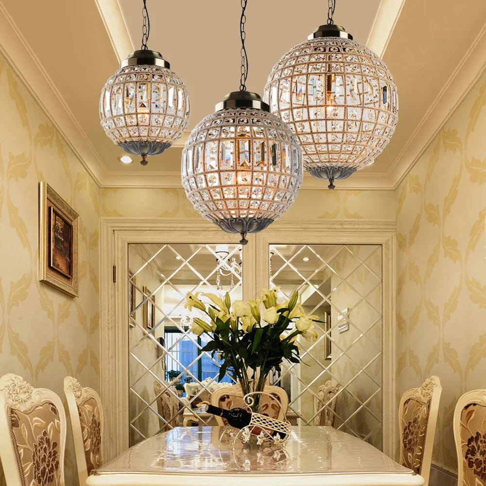 Luxurious Vintage Royal Empire Ball Crystal Chandelier - Stunning vintage crystal chandelier showcasing retro orb design with beautiful glass crystals.