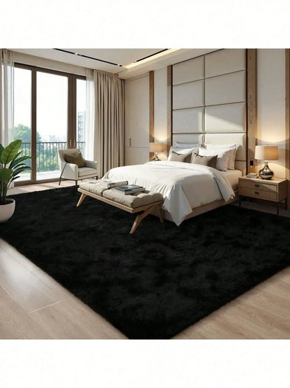 Non-slip backing view of Fluffy Shag Area Rug designed for stability on hard floors.
