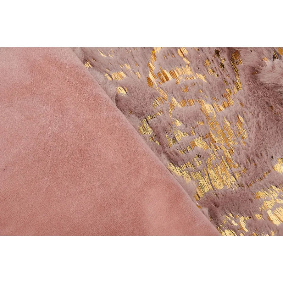 Luxury Chinchilla Faux Fur Gilded Dust Pink Throw Pillow