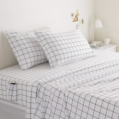 Soft 100% Cotton/Microfiber 4-Piece Bed Sheet Set 