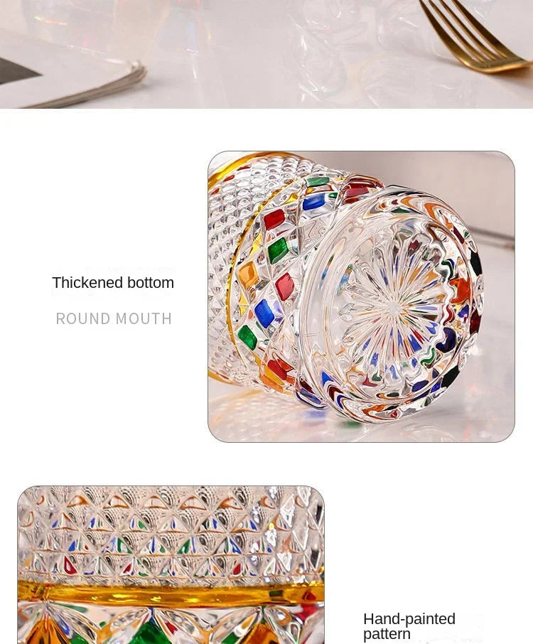 "The Rainbow Glossy" Handmade Lead-free Crystal Glass Whiskey Glass