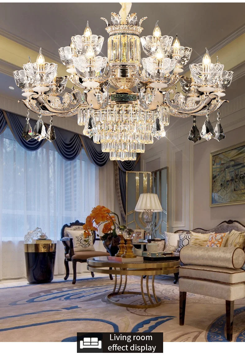 Traditional European Aesthetic Style Chain Pendant Crystal Chandelier 