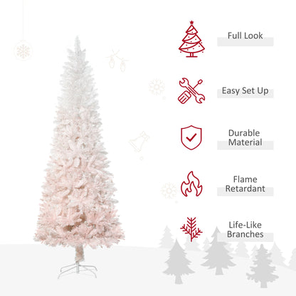 Artificial 7FT White/Pink Realistic Slim Holiday Tree