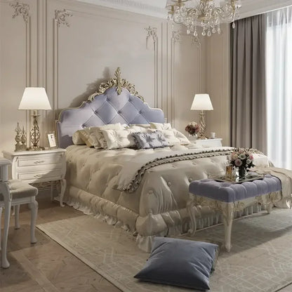 Luxurious Vintage European Wood Bed w/Nightstands