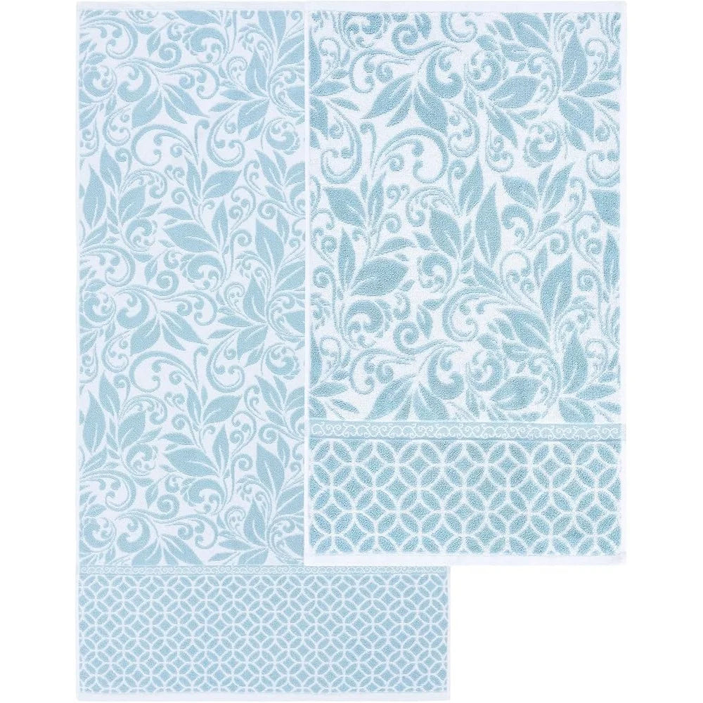 Reversible Ultra-Soft Sky Blue 100% Cotton Bath Towel 6-Piece Set