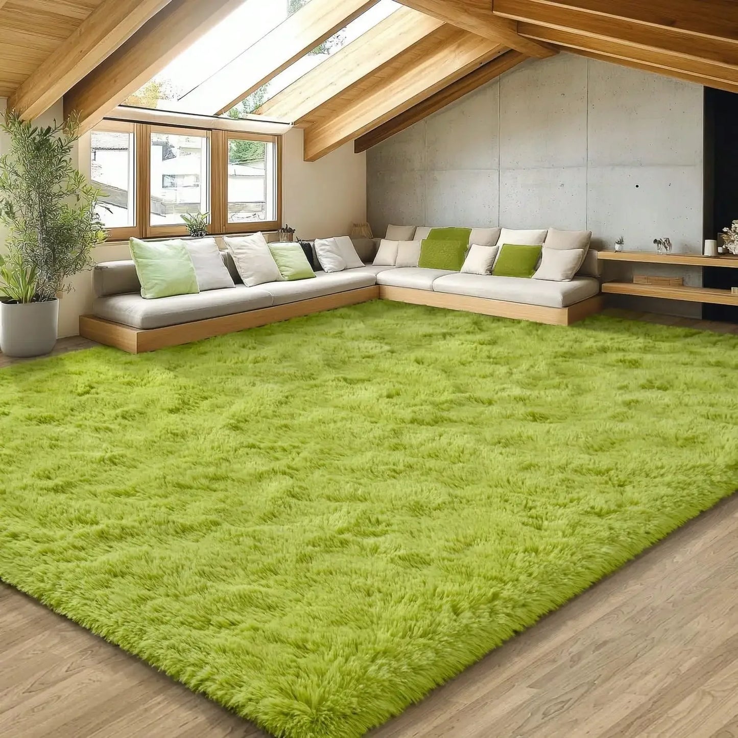 Detailed view of Fluffy Shag Area Rug fibers, emphasizing its plush quality.