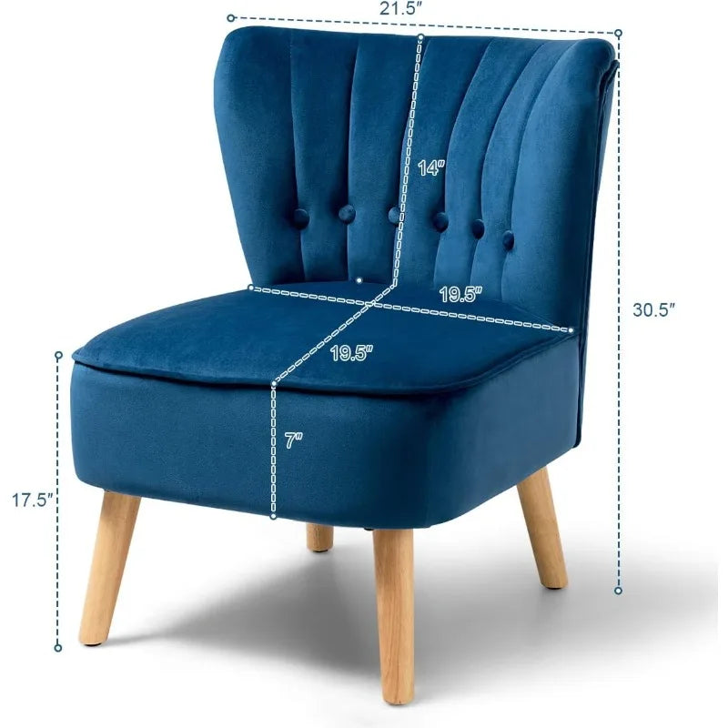 Ergonomic Retro Velvet Blue Leisure Chair