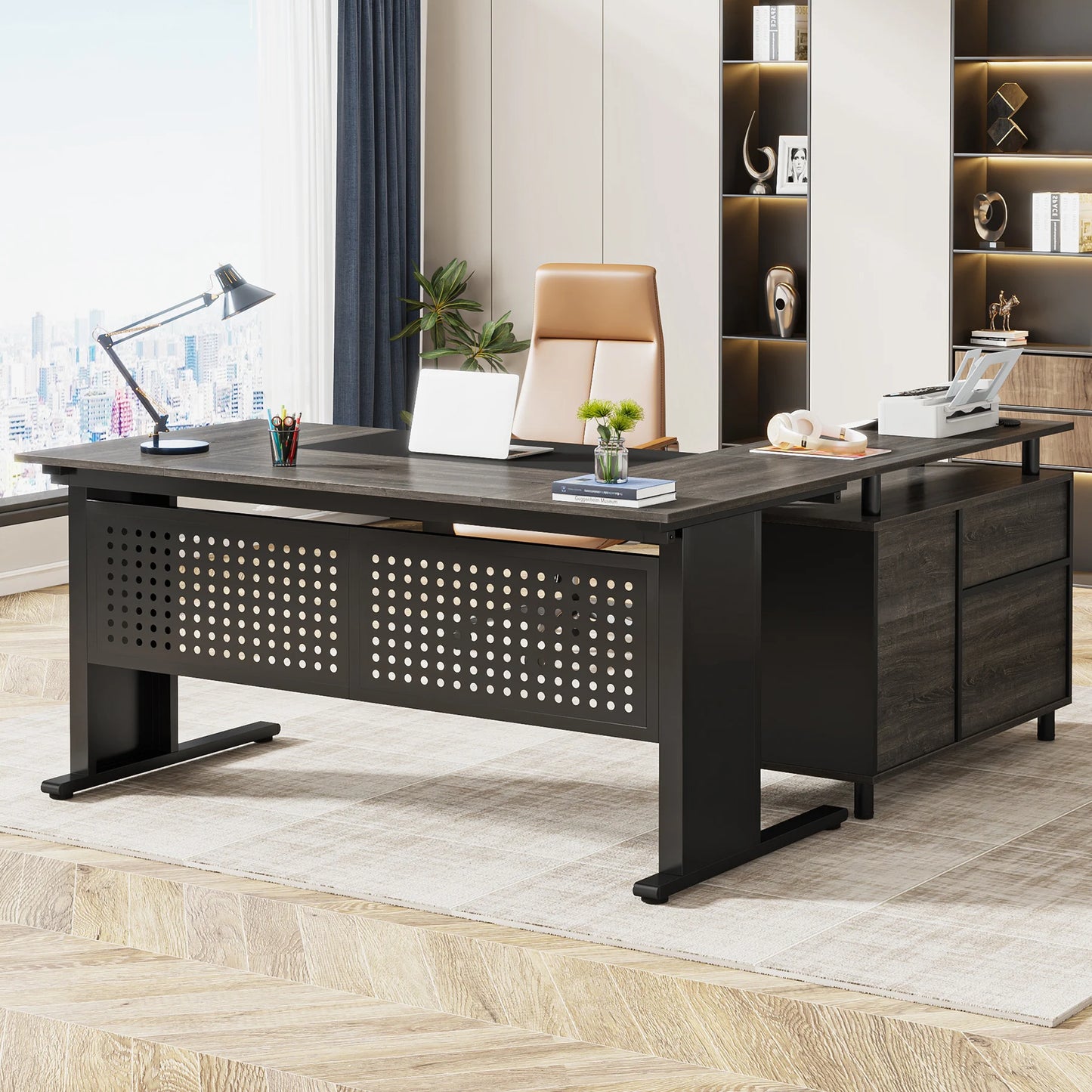 Modern 63" Executive Versatile L-shaped Desk