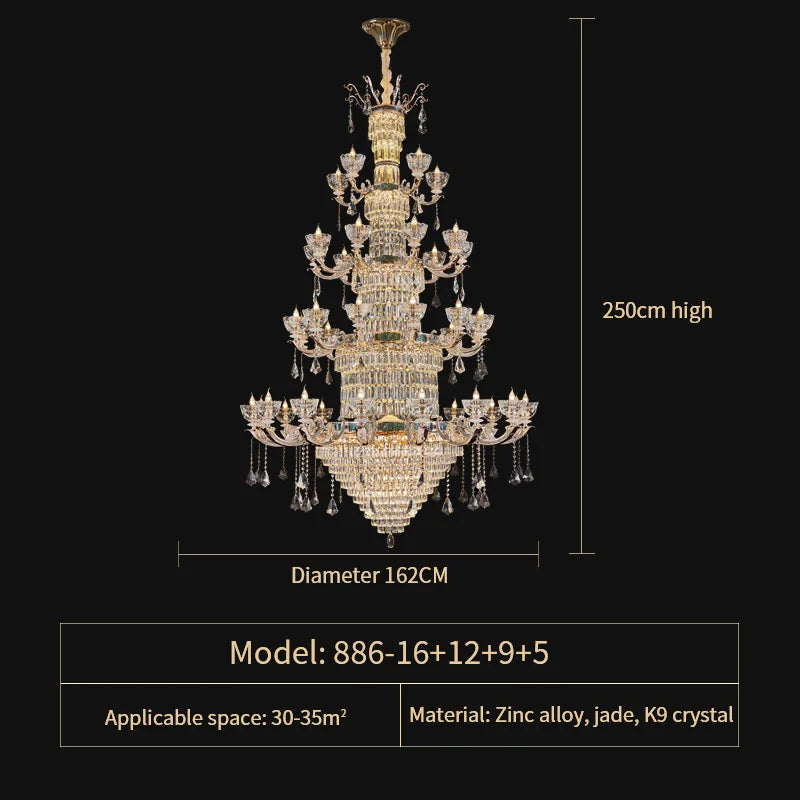 Traditional European Aesthetic Style Chain Pendant Crystal Chandelier 