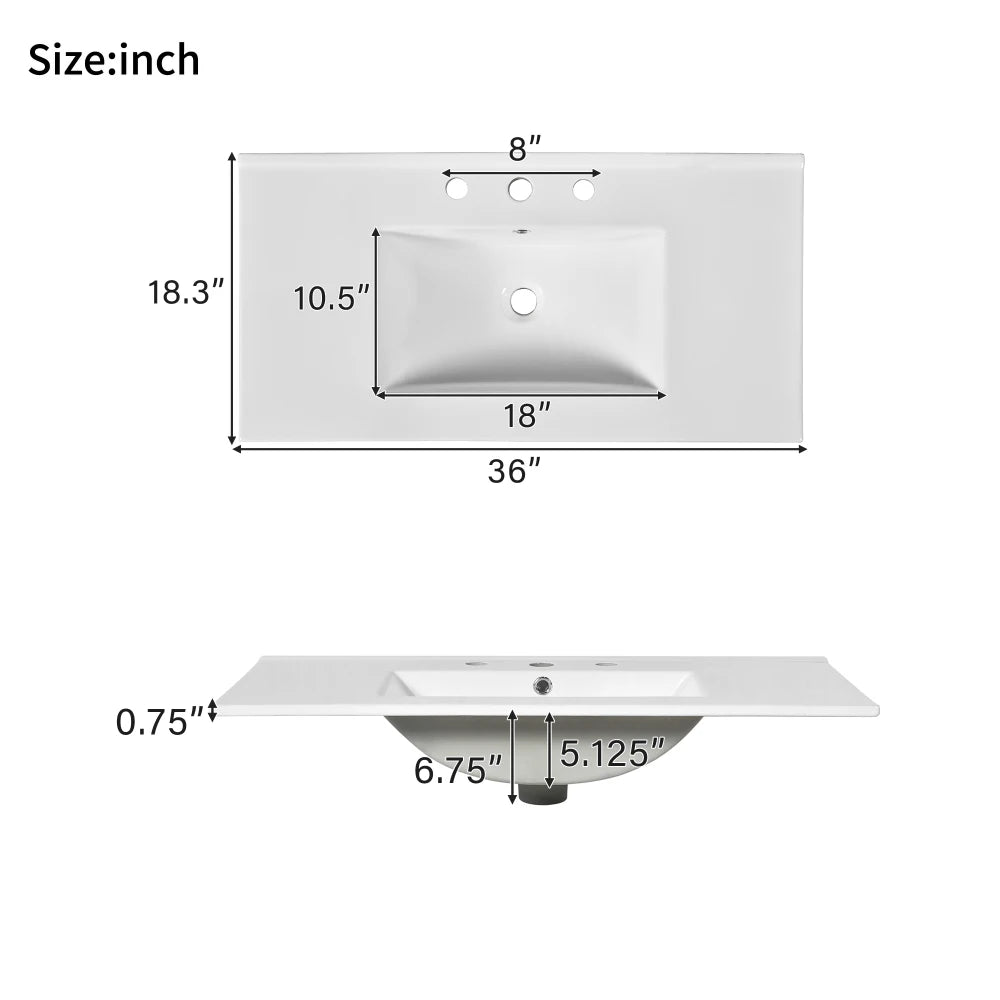 36" Bathroom Vanity with Ceramic Sink